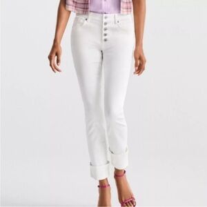 Cabi Button Fly Straight Pant Style 6284 White Jeans Spring 2023 Size 8